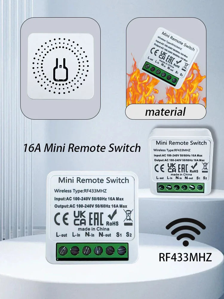 Wireless Smart Switch Light 433MHz 1/2/3Gang 86 Wall Panel Switch with Remote Control Mini Relay Receiver for Home Led Light