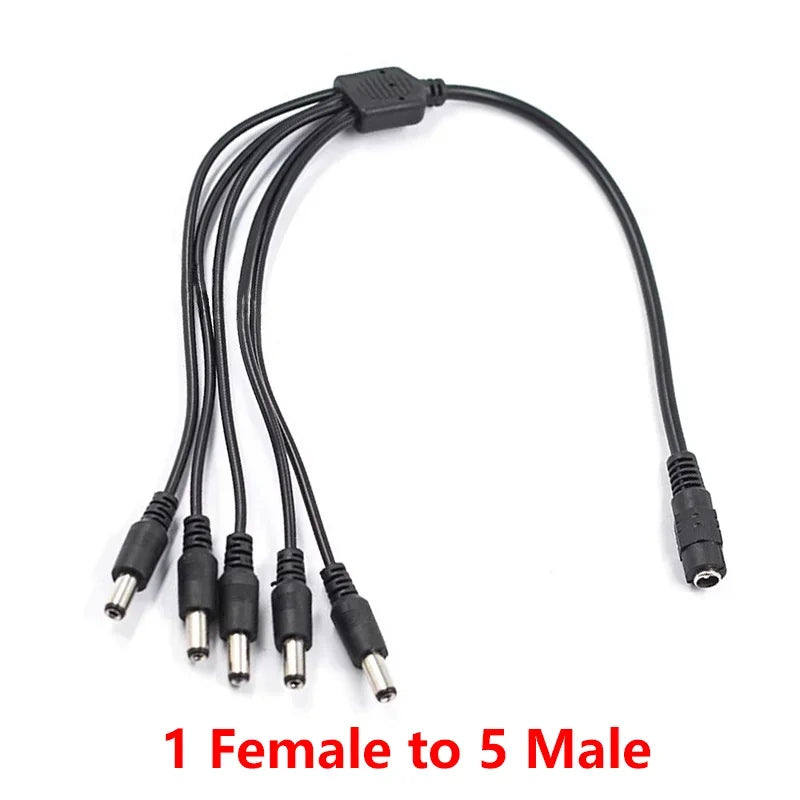 5.5*2.1mm 1 To 2/3/4/5/6/8 Way DC Power Splitter Cable 12V Power Adapter Connector Cord for LED Strip Lights CCTV Camera