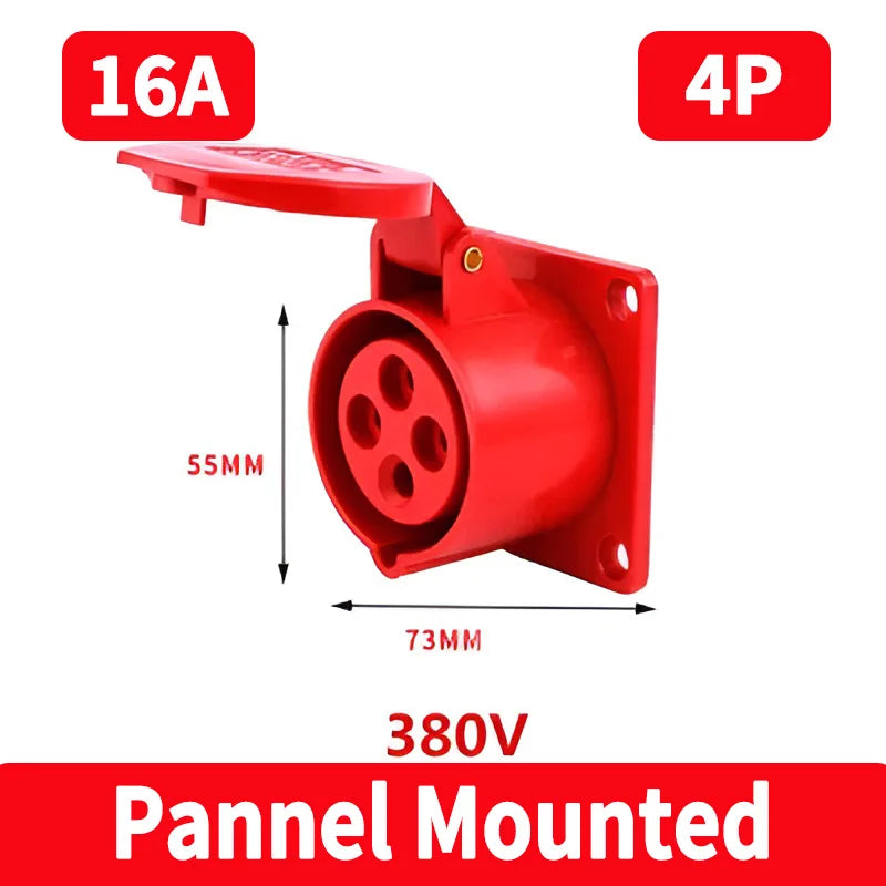 IP44 Industrial Plug and Socket Waterproof Connector 3PIN 4PIN 5PIN 16A/32A  Waterproof Electrical Connection Wall Mount Socket