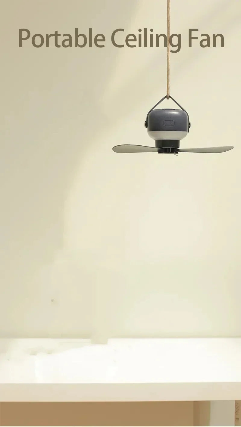 Portable Ceiling Fans 7200mAh Outdoor Camping Fan Tent Canopy Ceiling Fan Rechargeable Electric Fan Remote Control LED Lighting
