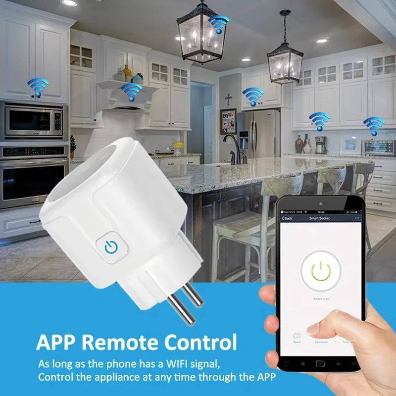 16A/20A Smart Plug WiFi Socket EU With Power Monitor Timing Function  Works With Tuya Smart Life APP Control Alexa Google Home