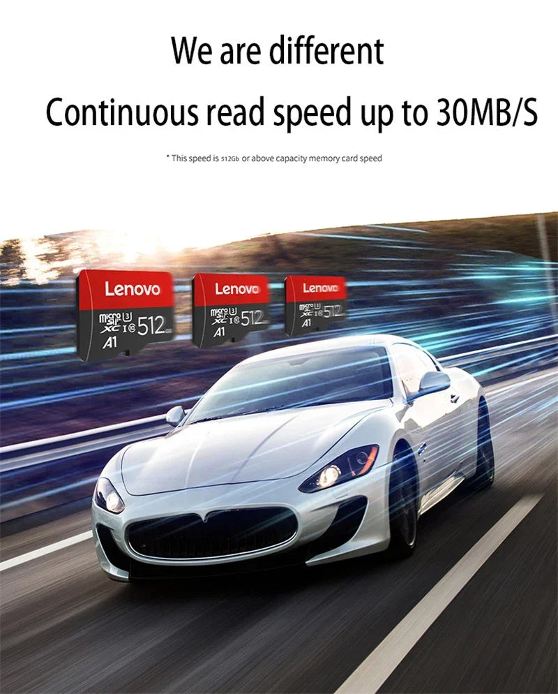 Lenovo 1TB Memory Micro Card Class 10 High Speed 4K Video TF Flash SD Cards 2TB 1TB 256GB 128GB TF Card for Phones Camera Drone