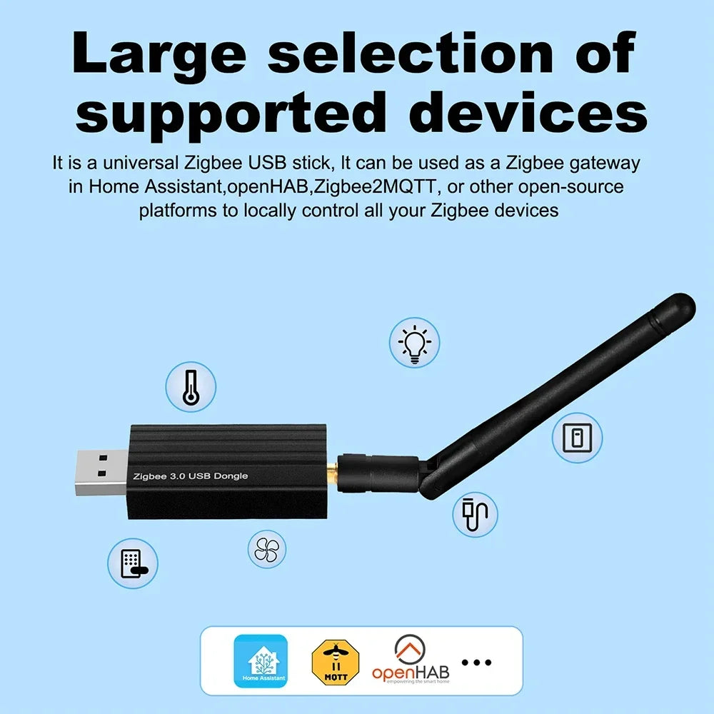 Haozee Zigbee 3.0 USB Dongle Plus Stick Universal Zigbee Gateway Hub With Antenna Compatible Zigbee Series 2MQTT Home Assistant