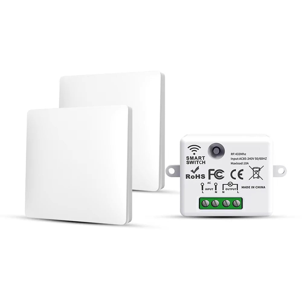 RF433 Self-Powered Wireless Light Switch, Kinetic Energy No Battery,Long Range Wall-Penetrating Signal, Easy Retrofit for Home