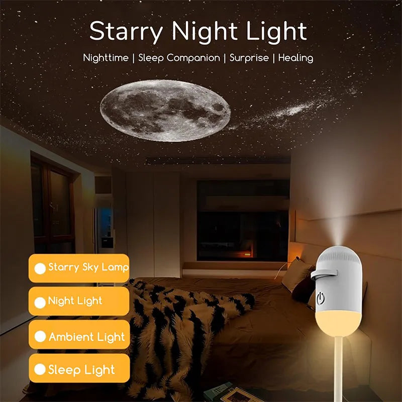 Wireless Galaxy Projection Led Night Light Rechargeable Wall Atmosphere Lamp For Car, Living Room Bedroom Home Decor Lighting