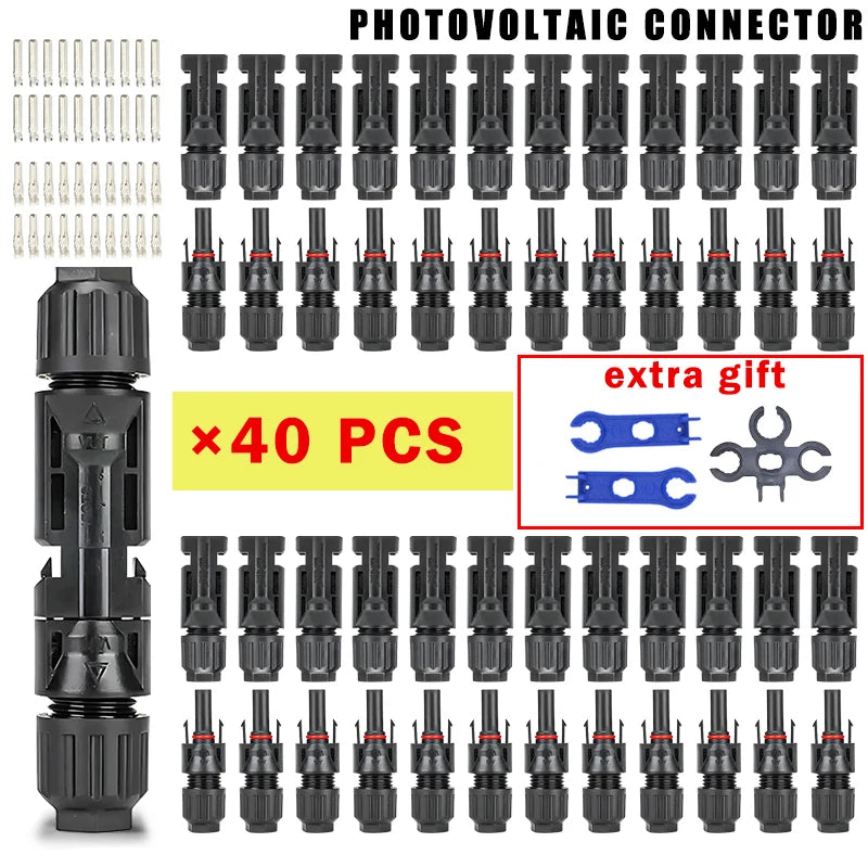 400/200/100/40/20/10 Pcs Photovoltaic Solar Connector 1000V30A Wholesale Panel Connectors Kit for PV/MC Cable 2.5/4/6mm²