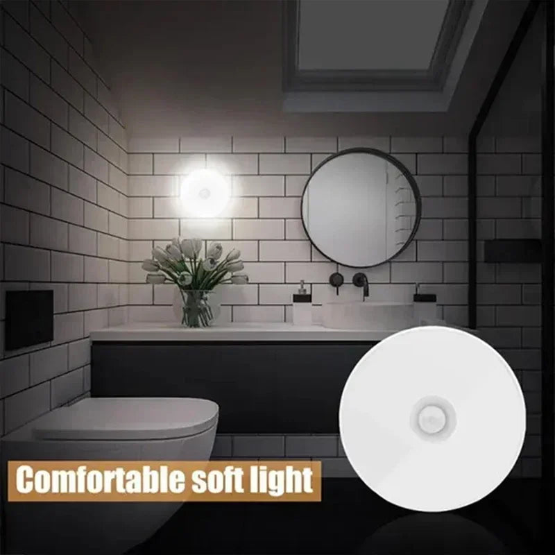 Motion Sensor Puck Lights LED Wireless USB Rechargeable Operated Under Cabinet Lighting on Shelf Display Closet Counter Light
