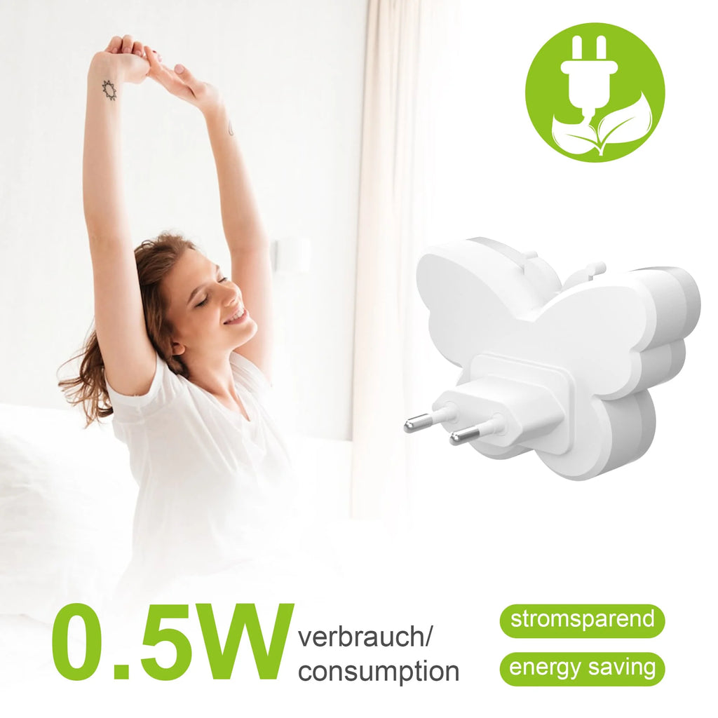 Butterfly Shape Night Lights LED Light Sensor Night Lights Plug in Auto on/Off for Kids Bedroom Stair Hallway Bedhead Night Lamp