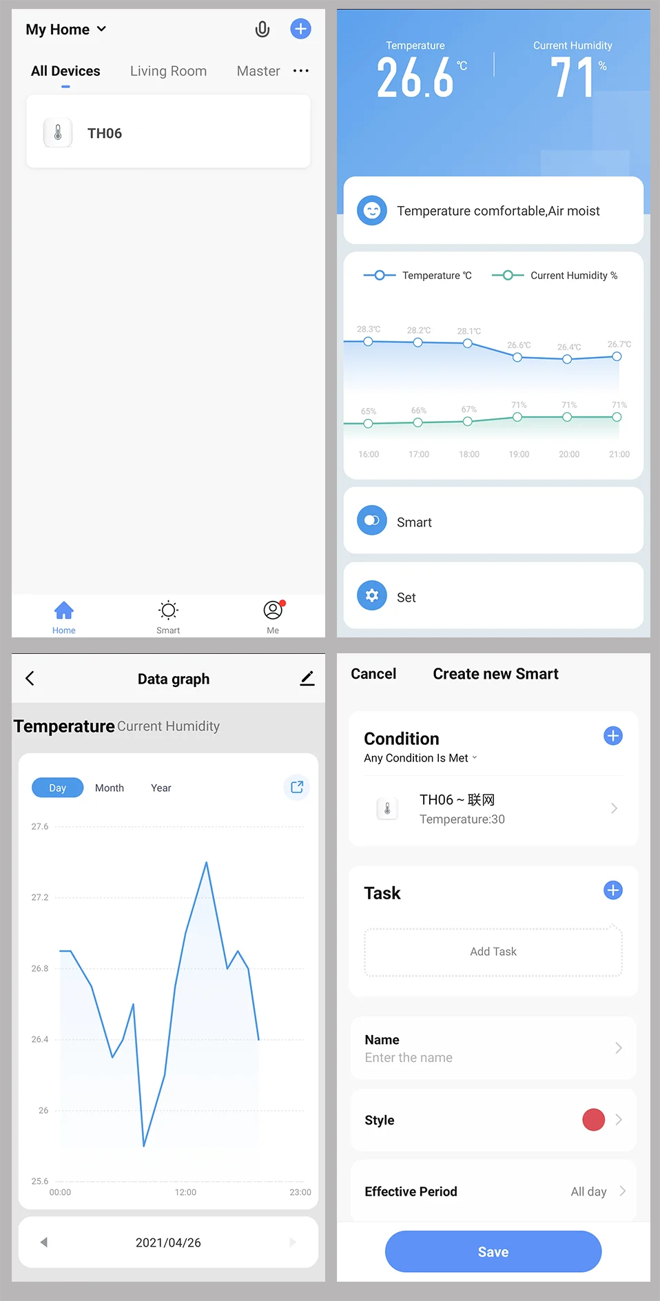 Tuya WiFi Temperature Humidity Sensor for Smart Home Thermometer Hygrometer APP Remote Works with Google Home Yandex Alexa