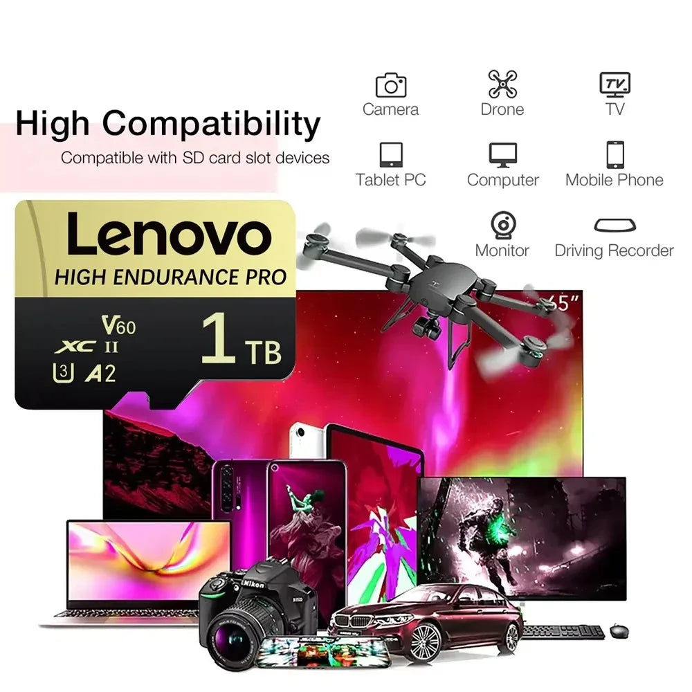 Lenovo SD Memory Card 2TB 1TB Class 10 High Speed Micro TF Card 1TB 512GB128GB 256GB For Nintendo Switch PC Smart phone SD Card