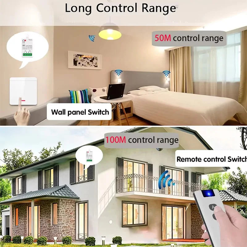 Wireless Smart Switch Light RF 433Mhz 86 Wall Panel Switch with Remote Control Mini Relay Receiver 220V Home Led Light Lamp Fan