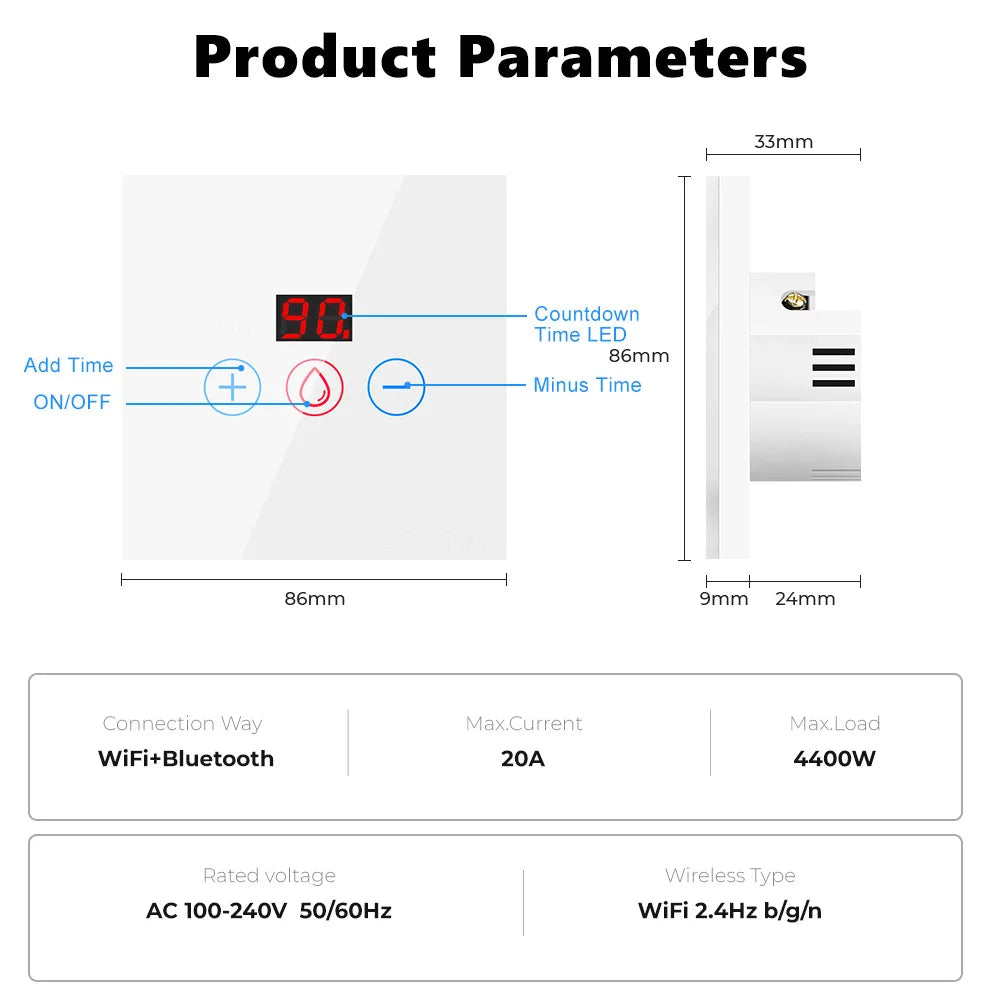 Tuya EU US WiFi/zigbee Smart Water Heater Boiler Switch With Power Monitor Smart Life Control Works With Alexa Alice Google Home