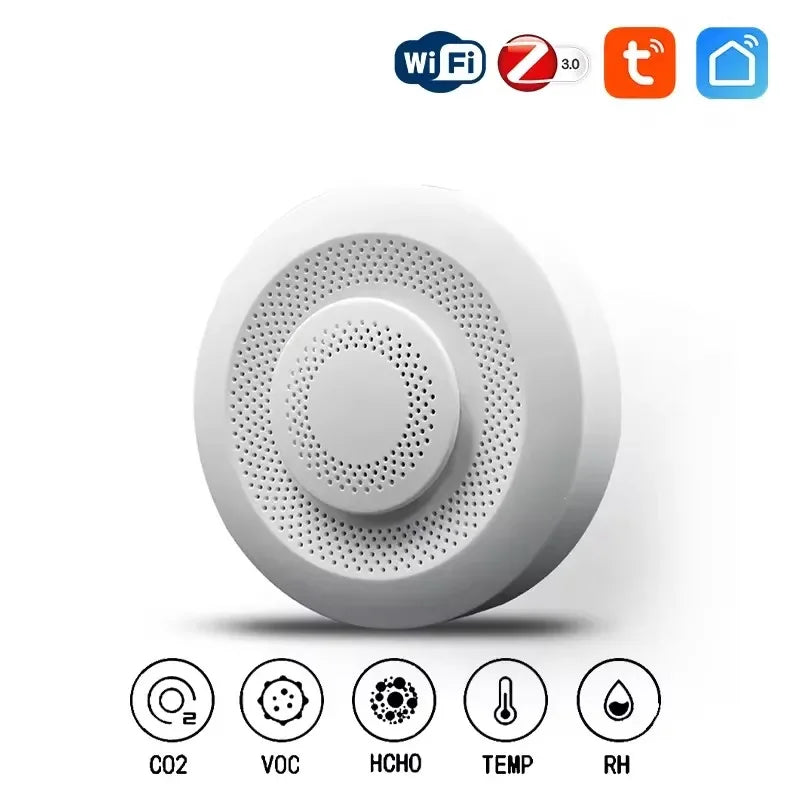 Tuya Smart Zigbee/WIFI Smart Airbox CO2 Formaldehyde VOC Detector Temperature Humidity Sensor 5in1 Airbox  Via Alexa Google Home