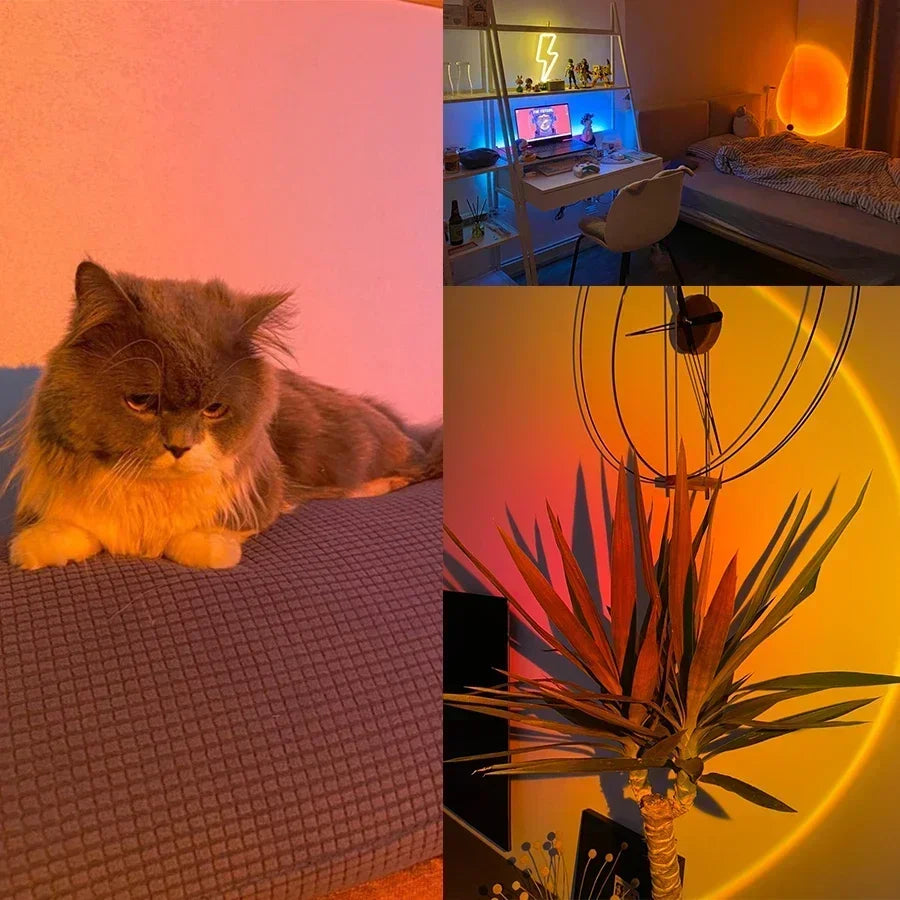 USB Sunset Light LED Rainbow Night Lamp Projector Photography Wall Atmosphere Lamp For Bedroom Home Gift Festival Decor Lighting