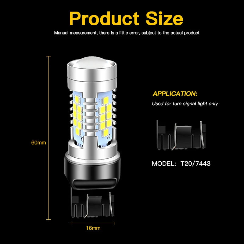2pcs LED Daytime Running Light DRL Bulb Lamp Canbus W21/5W 7443 T20 For Chevrolet Malibu Trax Dacia Duster Logan 2 Sandero