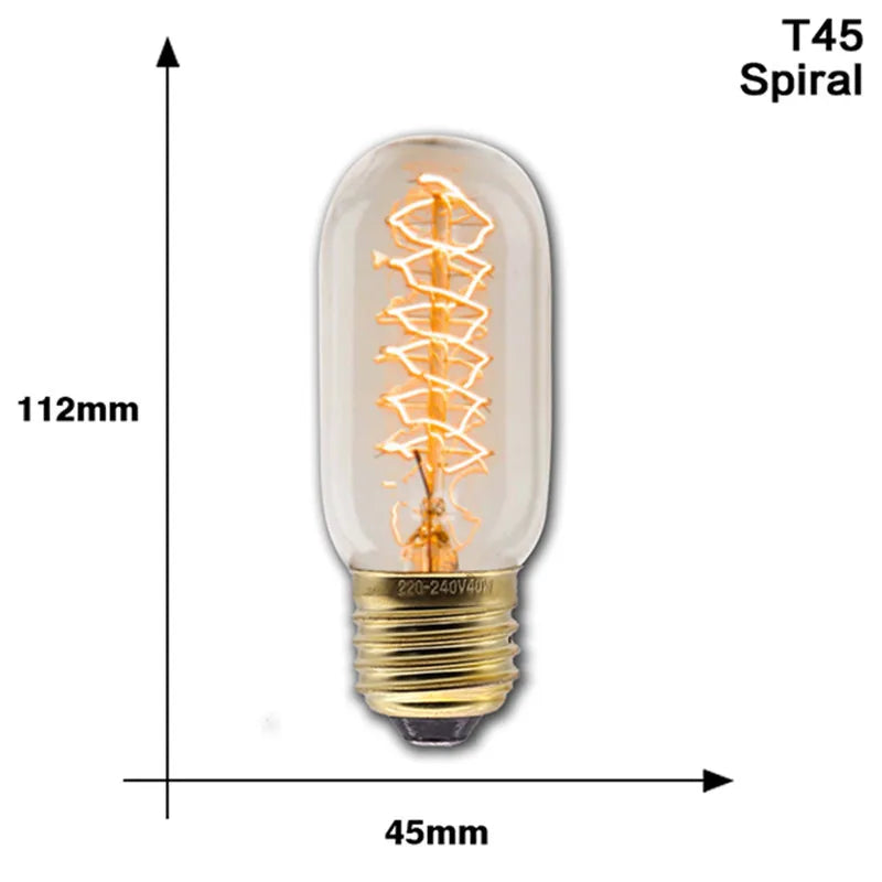 T300 A19 ST48 Antique Tubular Light 40W T45 Retro Dimmable Decorative Incandescent Vintage Edison Light Bulb Filament 220V 240V