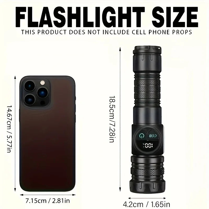 High Strong Power LED Flashlights USB Rechargeable Magnetic Tactical Torch With COB Side Light Camping Fishing Zoom Lantern