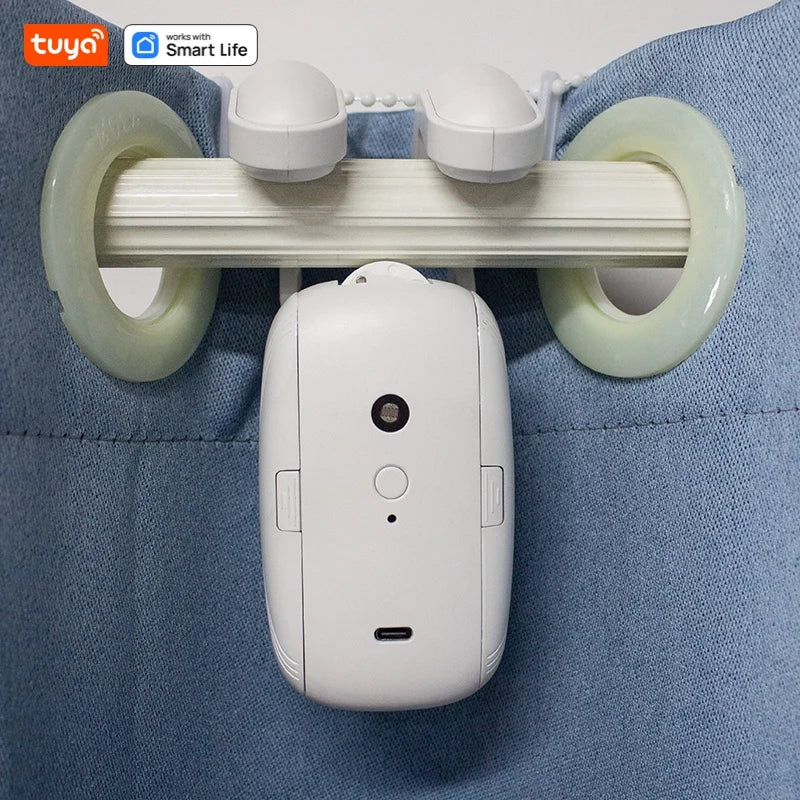 1/2PCS Tuya Smart Wifi Curtain Robot (with gateway), Roman Rod Track, APP Remote Control,Voice Control，Single/Double Opening