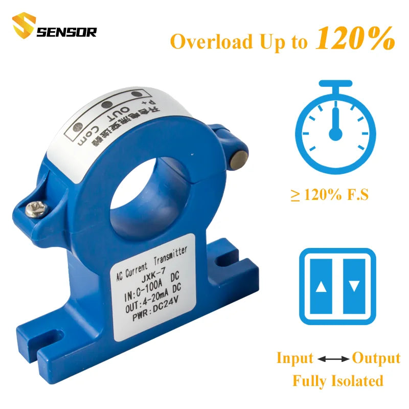 JXK-7 Hall effect current sensor 4~20mA  AC 50A 100A 200A 500A 1000A 1500A DC Current transmitter Split core Current Transducer
