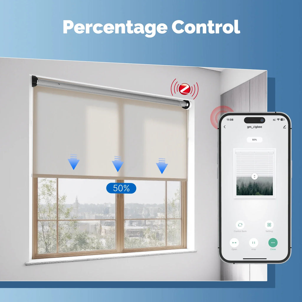 MOES Tuya Automatic Smart Zigbee Roller Shade Blinds Motor for 38mm Tube Remote Control work with Smart Life Alexa Google Home