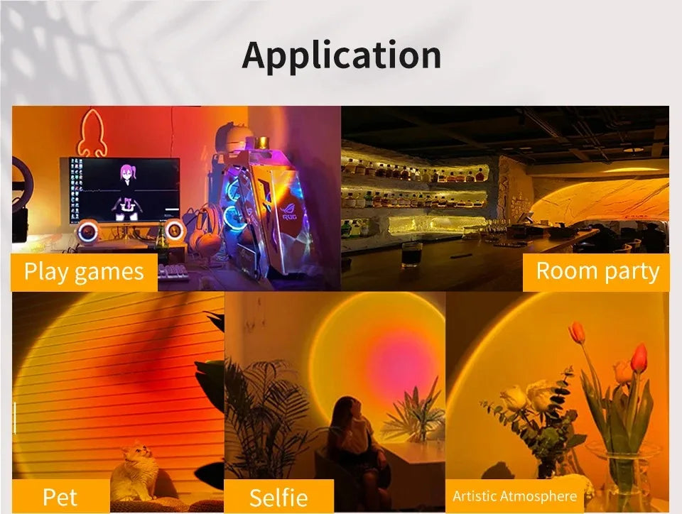 Tuya Smart Led Sunset Projector Lamp Smart Life App IR Remote Control RGB Atmosphere Spotlight Night Light for Party Photography