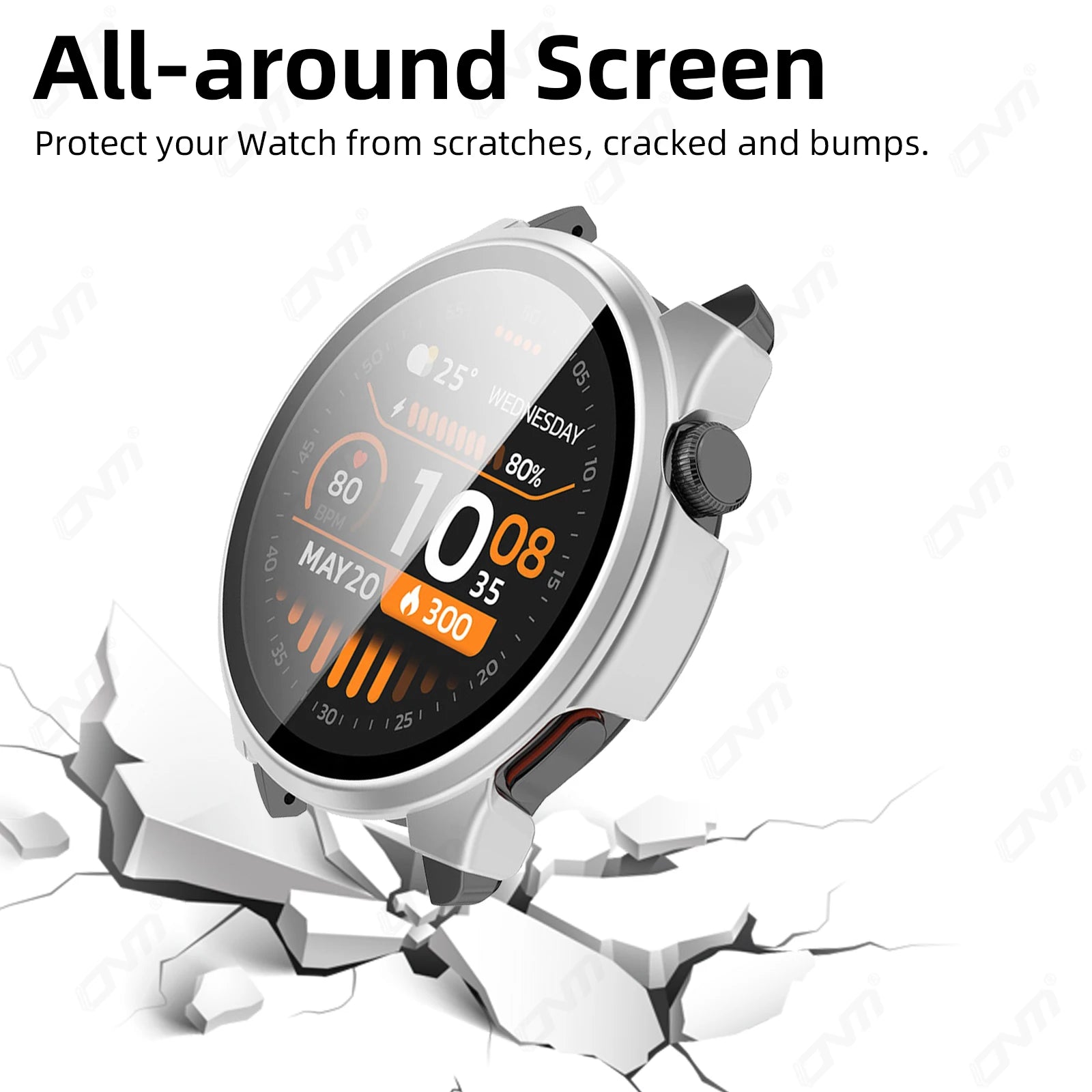 Glass+Case for Haylou Watch 4S Tempered Glass Anti-scratch Screen Protector & Hard PC Protective Bumper Covor Accessories