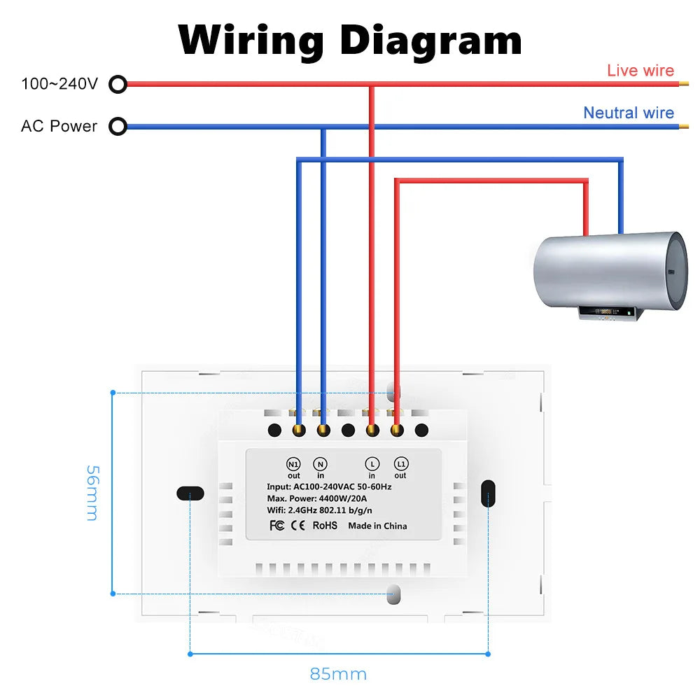 Tuya EU US WiFi/zigbee Smart Water Heater Boiler Switch With Power Monitor Smart Life Control Works With Alexa Alice Google Home
