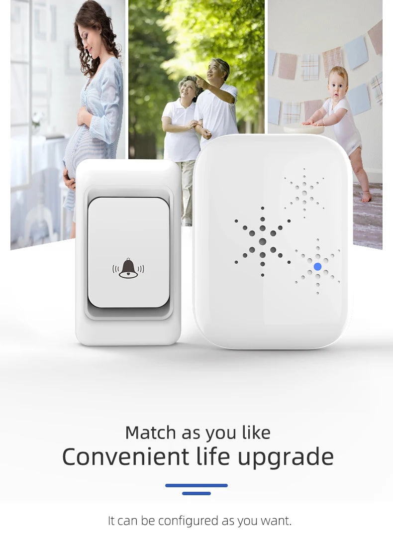 Wireless Doorbell - Home Ultra-Long-Distance Electronic Remote Control Digital Chime Doorbell - Child and Elderly Person Wireles