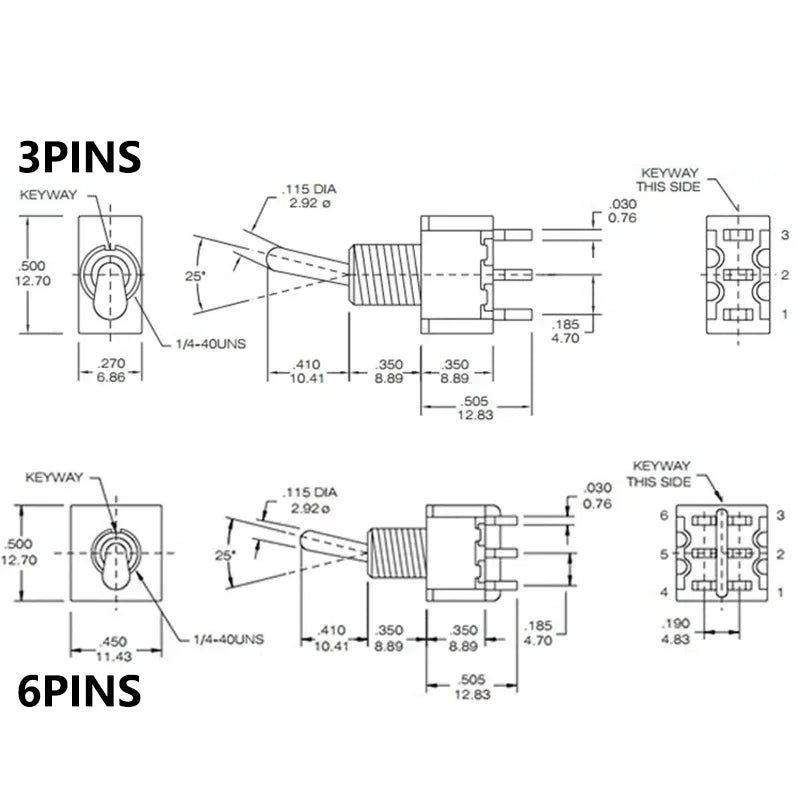 10pcs MTS-102 103 MTS-202 203 Toggle Switch 6A 125VAC on on SPDT 6mm Mini Switch DPDT on off on Waterproof Cap