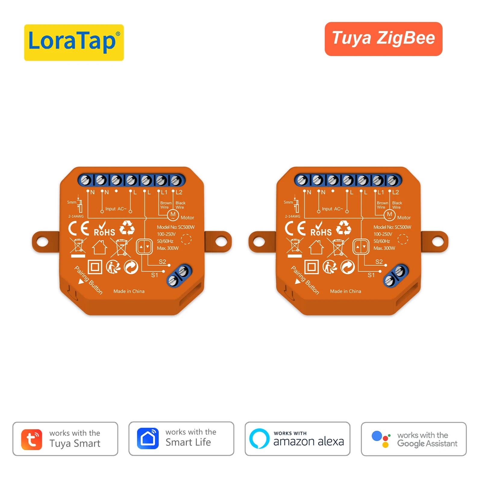 LoraTap ZigBee Blinds Sunshade Roller Shutter Switch Module For Motor Tuya Smart Life Percentage Control Timer Google Home Alexa
