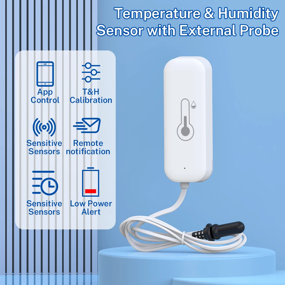 Tuya Zigbee WiFi Temperature Humidity Sensor with External Probe, Smart Home Compatible with Smart Life Google Home Alexa