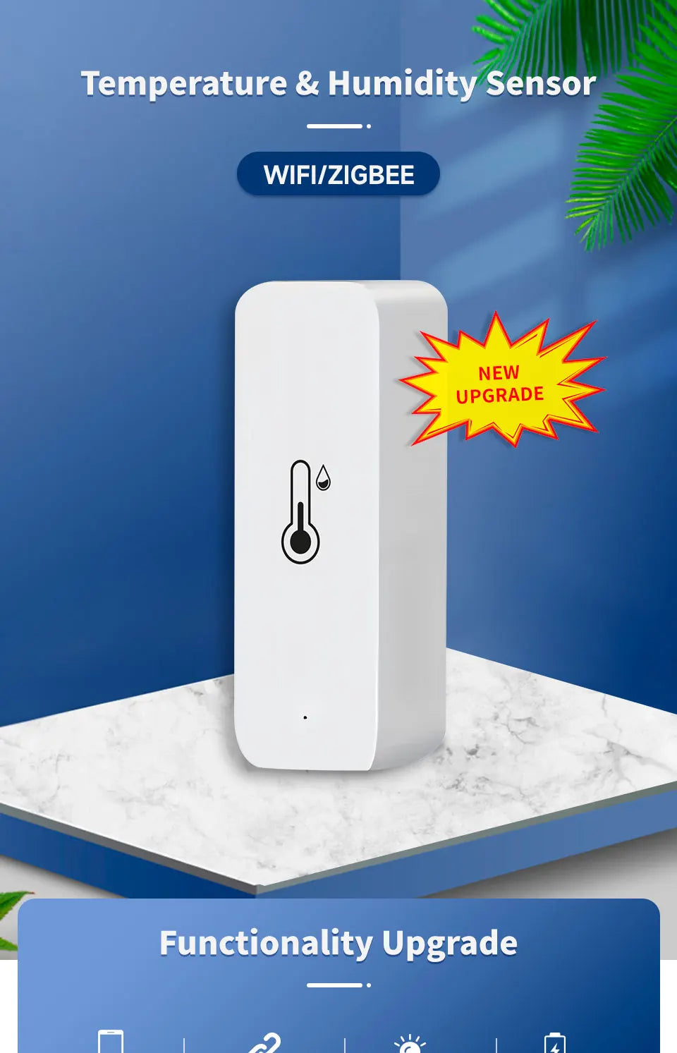 1/2/4/8 Tuya Wifi Zigbee Smart Temperature Humidity Sensor APP Remote Monitor Control SmartLife Work with Alexa Google Assistant