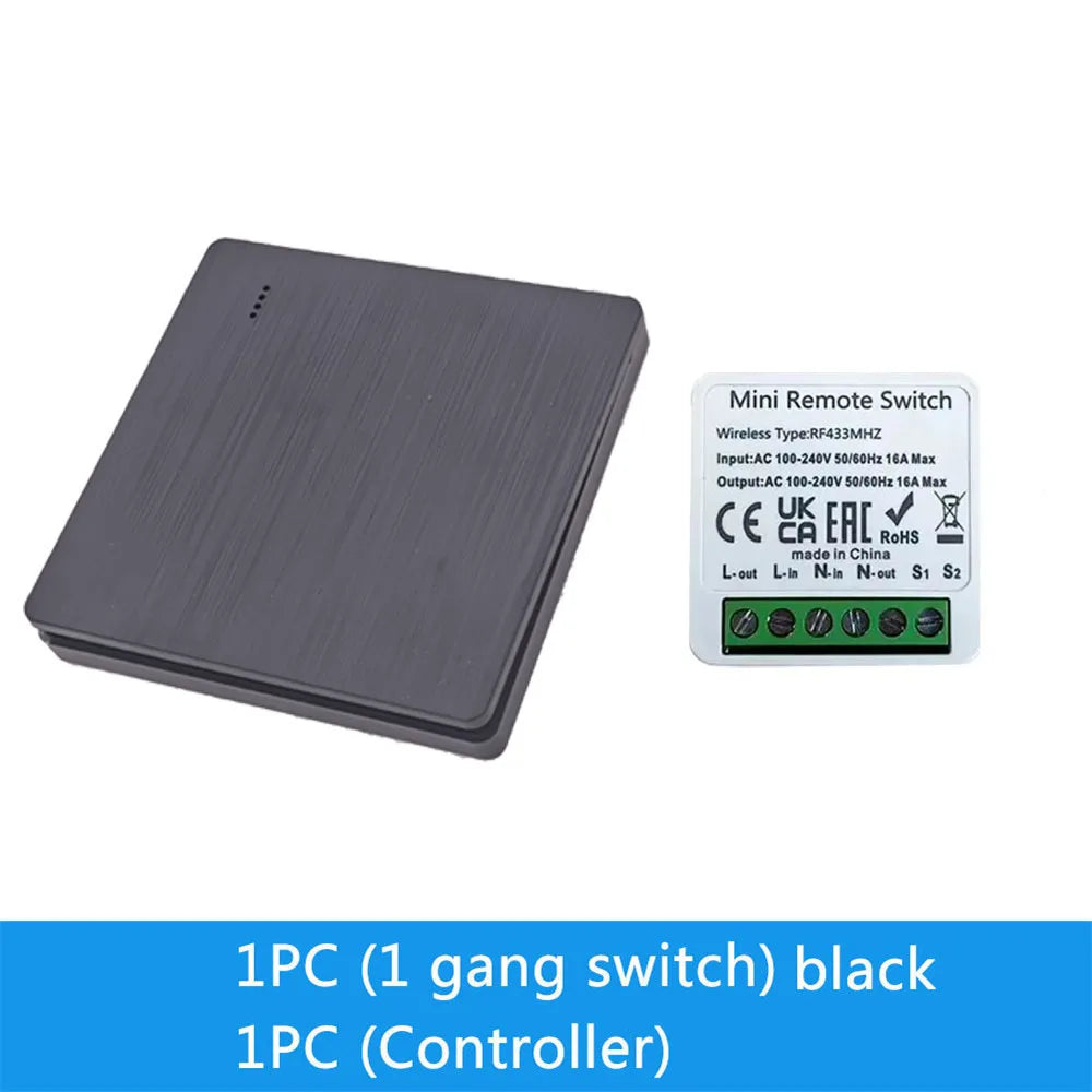 Wireless Smart Switch Light 433Mhz RF 86 Wall Panel Switch with Remote Control Mini Relay Receiver Home Led Light Lamp Fan