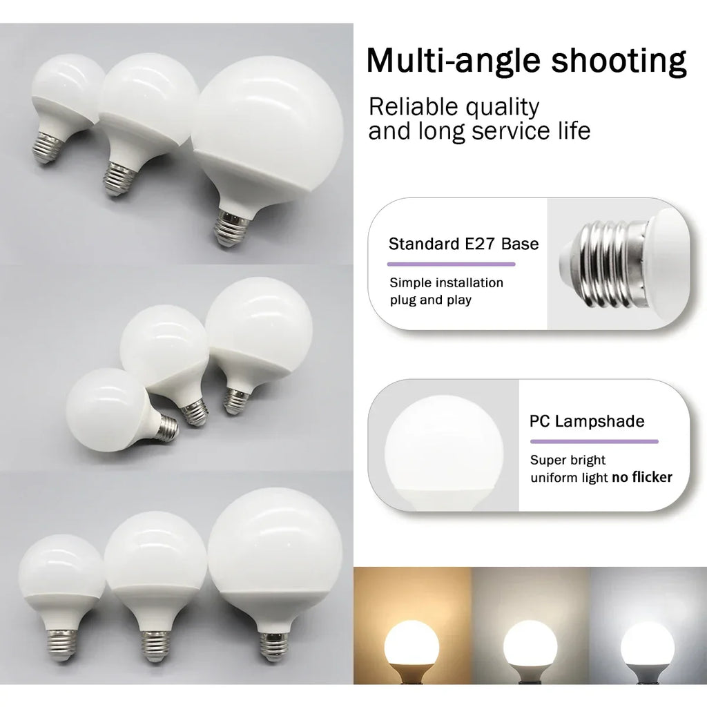 Energy Saving LED Bulb G80 G95 G120 Global Light Lamp E27 Bubble Ball Bulb 3PCS Pack RA90 White Warm White LED 110V 220V