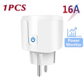 Tuya WiFi Smart Plug 16A/20A EU Smart Socket With Power Monitor Timing Smart Life Support Alexa Google Home Yandex SmartThings