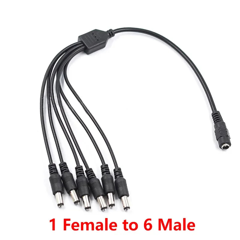 5.5*2.1mm 1 To 2/3/4/5/6/8 Way DC Power Splitter Cable 12V Power Adapter Connector Cord for LED Strip Lights CCTV Camera