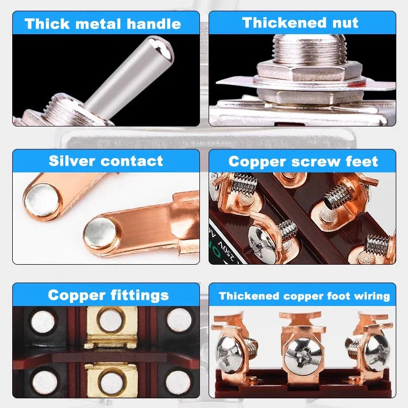 2/3/4/6/8/9/12Pin E-SG Toggle Switch 32A 250VAC Rocker Switch Self-Locking E-SG Power Switch with Brass Screw Foot Pin