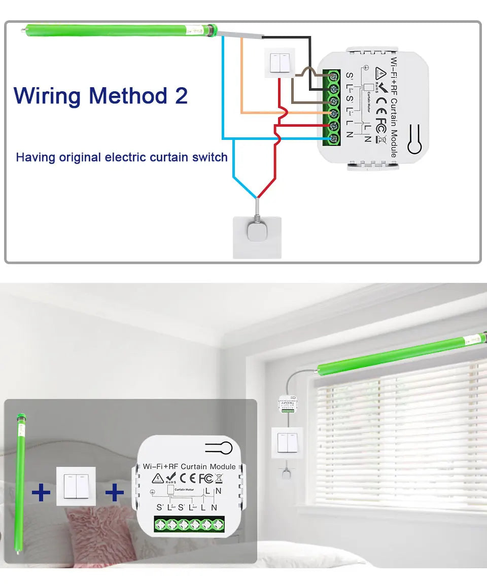 Tuya Smart Life WiFi Blind Electric Curtain Switch Relay with RF433 Mhz Remote Control Electric Roller Shutter Google Home Alexa