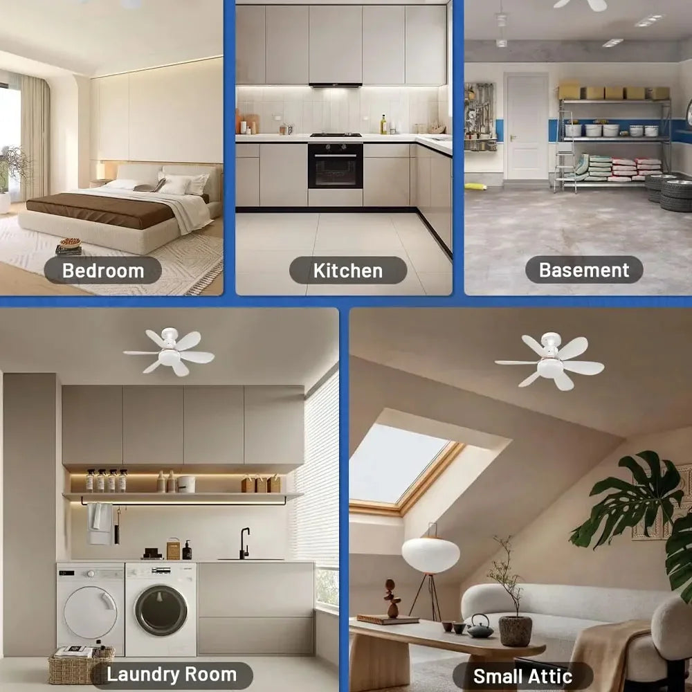 Ceiling Fan Light 52cm Thin Silent Ceiling Fan with Remote Control Unlimited Dimming 3-speed Adjustment Bedroom Living Room