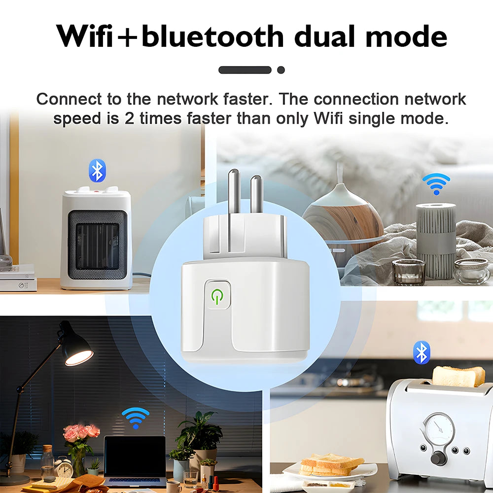 Smart Socket EU 16A/20A AC100-240V Wifi Smart Plug Power Outlet, Alexa Google Home Voice Control, For Tuya Smart Life APP