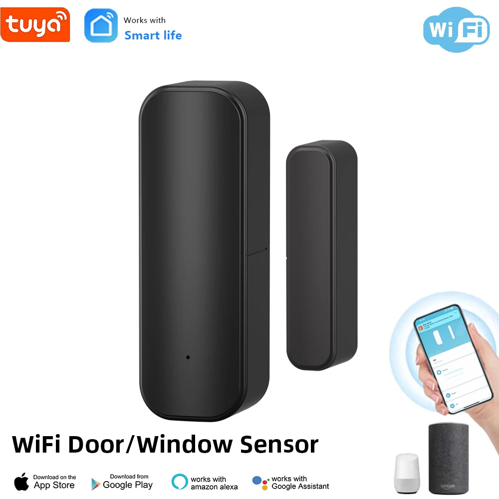 WiFi or Zigbee Door Sensor Tuya Smart Home Security Door Open Alert Sensor Window SensorAlarm System Voice Control
