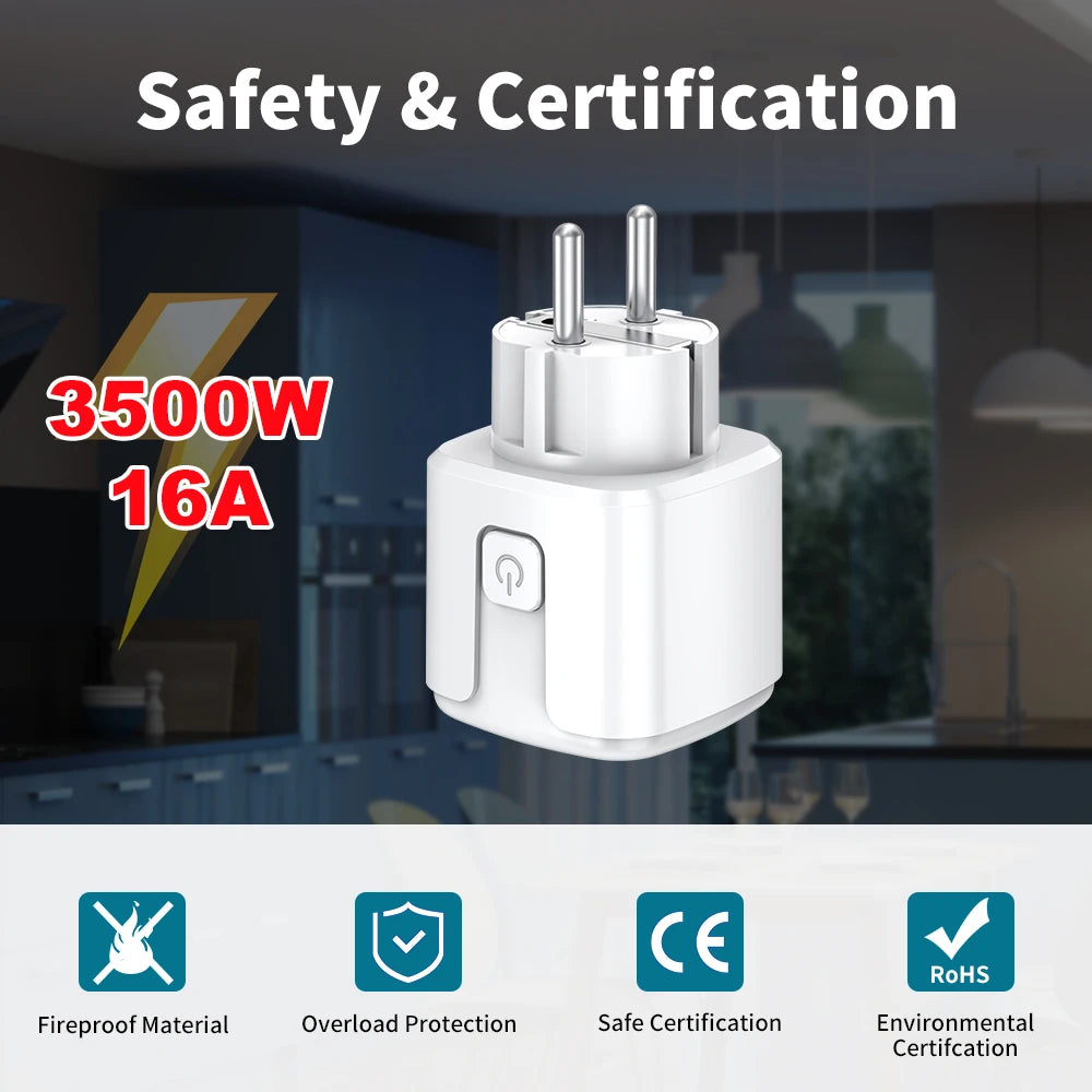 Ewelink Smart WiFi EU Plug With Power Monitoring Timing Function 16A/20A Socket Outlet Voice Works with Alexa Google Home Alice
