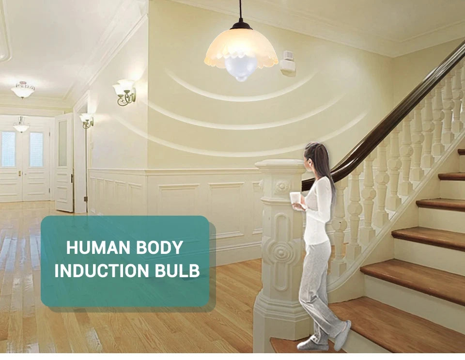 12W E27 LED Motion Sensor Bulb PIR Infrared Auto ON/OFF Night Light for Living Room Parking Hallway