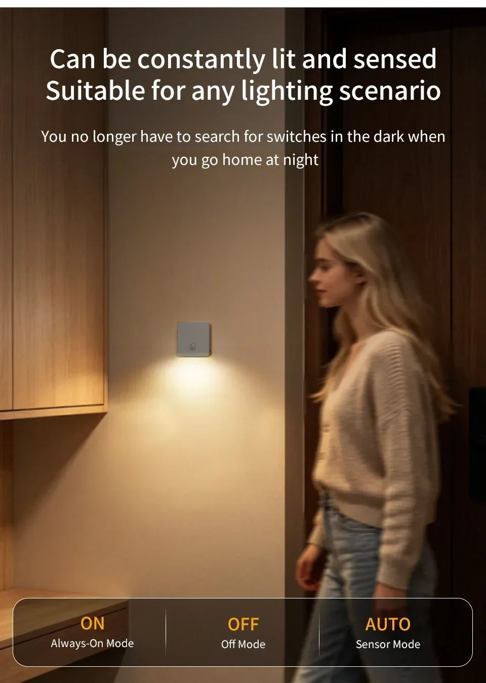 Motion Sensor Light Rechargeable Night Light Inductor Lights Kitchen Stairs Hallway Closet Bedroom Decoration Security Lighting