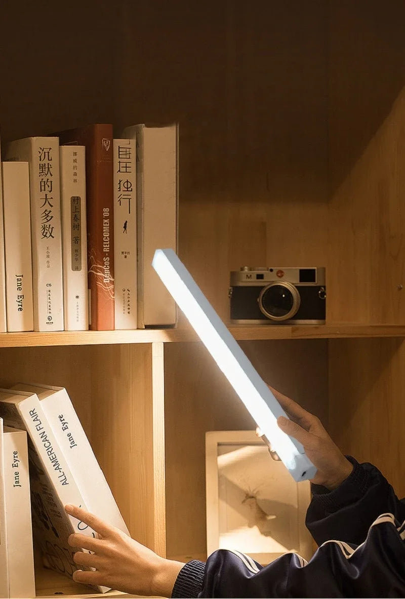 LED Motion Sensor Strip Light Wireless Sensor Night Light USB Rechargeable Detector Light Wall Lamp Kitchen Cabinet and Storage