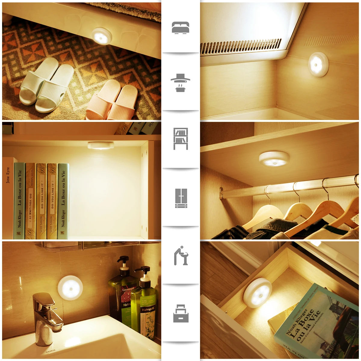 AMIR Upgraded Motion Sensor Light Cordless Battery-Powered LED Night Light Stair Lights Wall Lights for Hallway Bedroom Kitchen