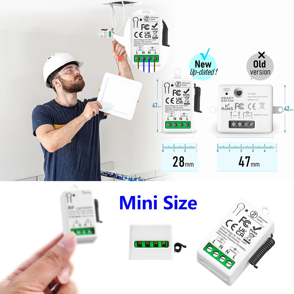 433MHz Wireless Self-Powered Light Switch AC 110V 220V Receiver RF 86 Wall Switch No need Battery for Home Appliance LED Lamp