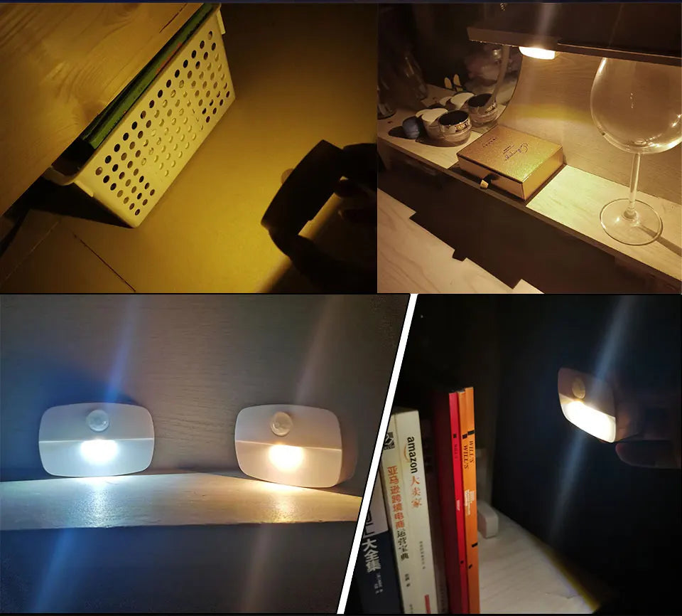 Wireless LED Motion Sensor Night Light Plug In Motion Detector Bedroom Staircase Closet Bedside Night Lamp 220V Battery Powered