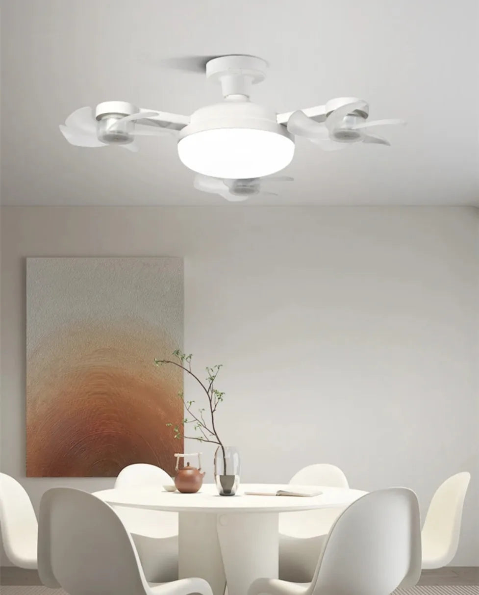 3/4 Heads Drone Style E27 Ceiling Fan Light 2-in-1 AC85-265V Three Colors LED Fan Lamp With Remote Control For Home Restaurant