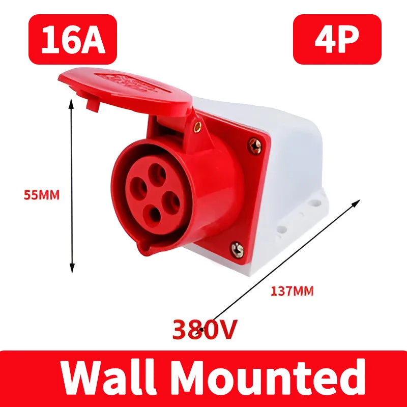 IP44 Industrial Plug and Socket Waterproof Connector 3PIN 4PIN 5PIN 16A/32A  Waterproof Electrical Connection Wall Mount Socket